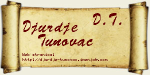 Đurđe Tunovac vizit kartica